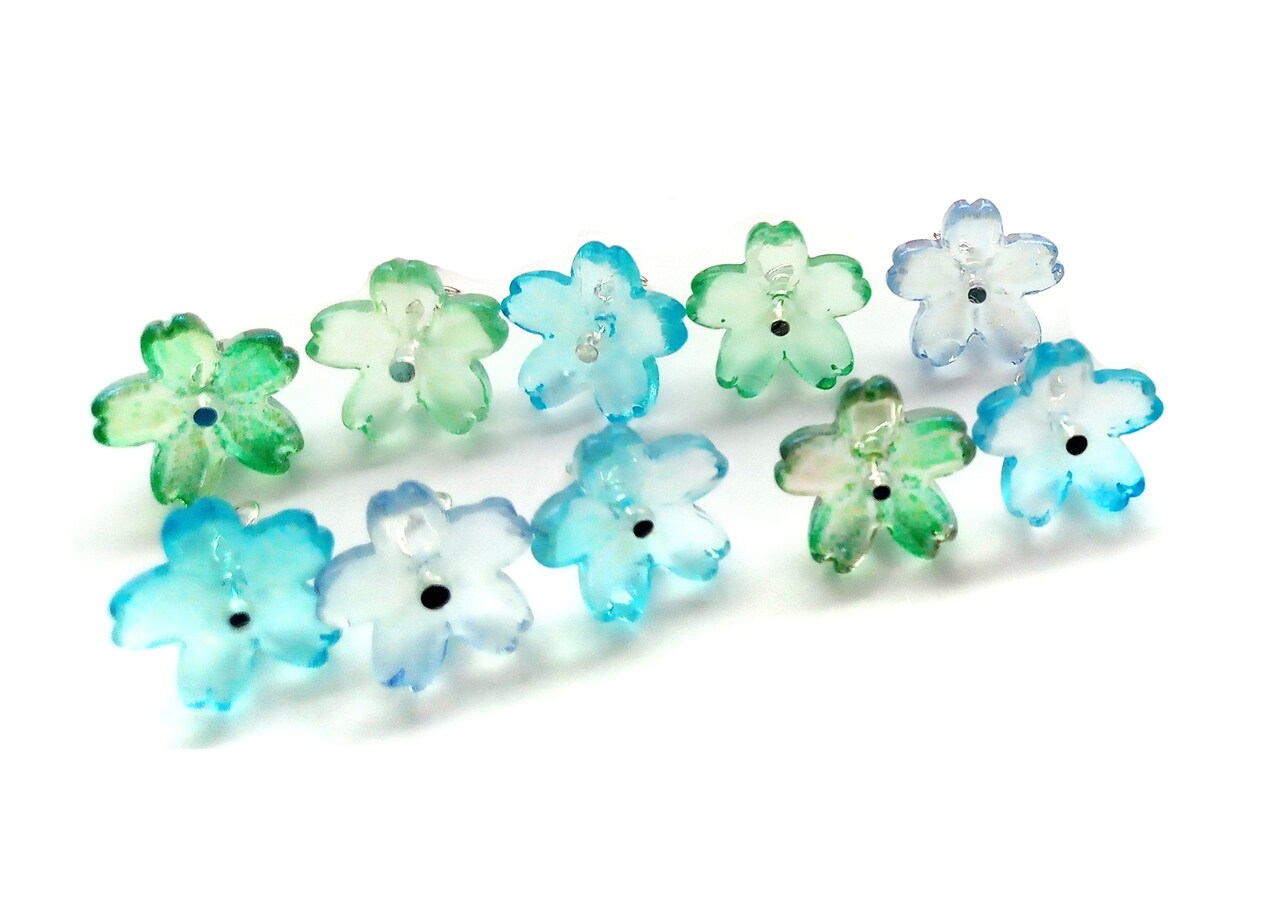 Pretty Flower Dangle Charms Made from Glass Beads, 10 pcs, Choose Color, Adorabilities